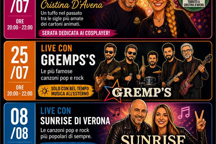 SERATE CON MUSICA DAL VIVO ESTATE 2026